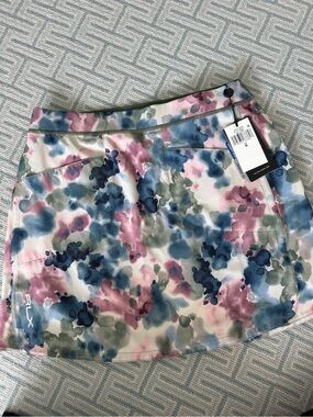 Ralph Lauren Watercolor-Effect Mini Skort in Pink, Blue & Green